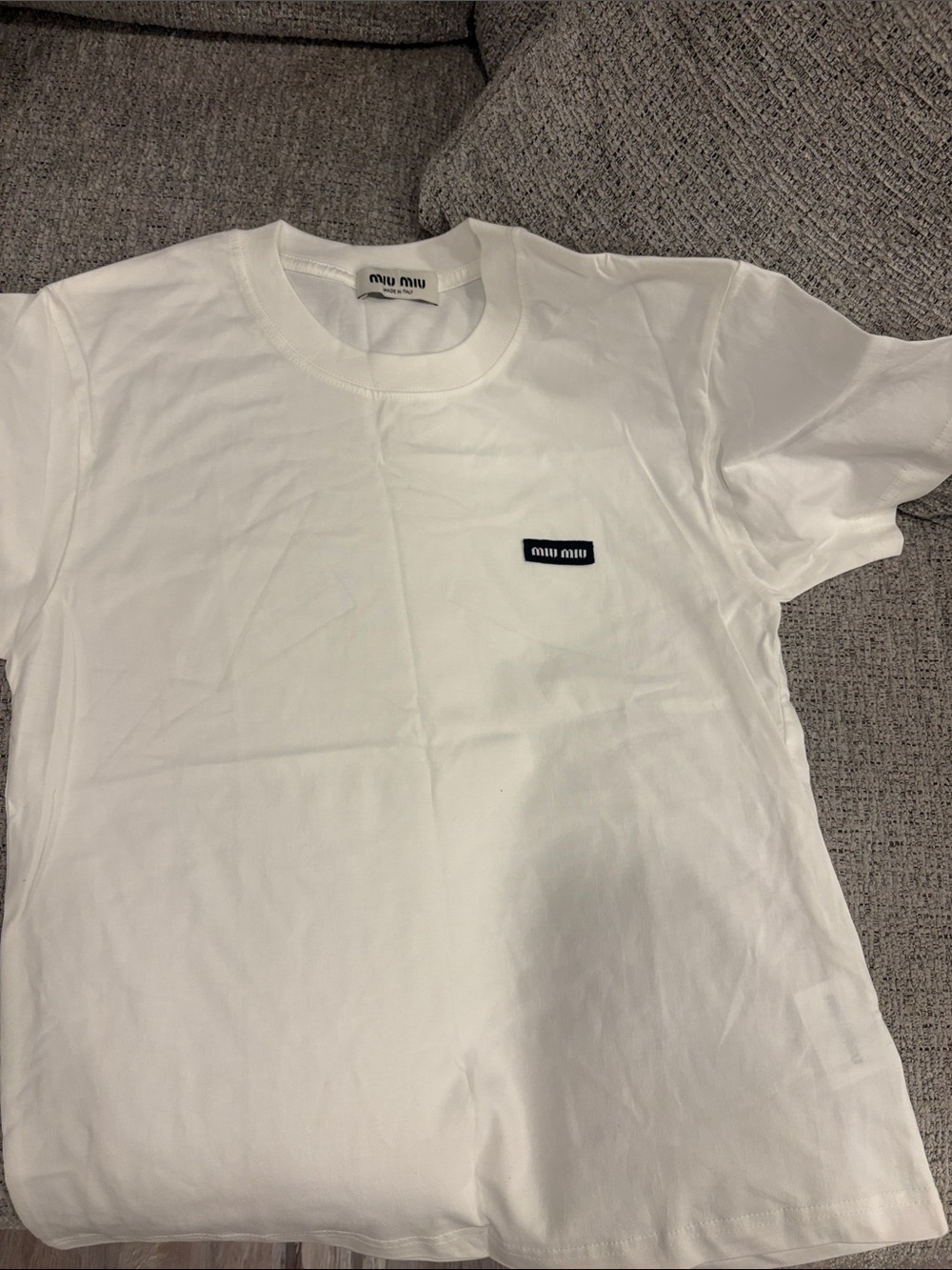 Miu Miu White Short Sleeve Logo Tee